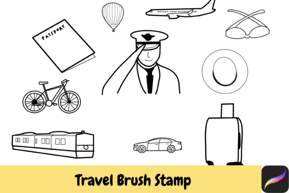 Download Travel Procreate Brush Stamps IPAD - Procreate brush stamp Collection