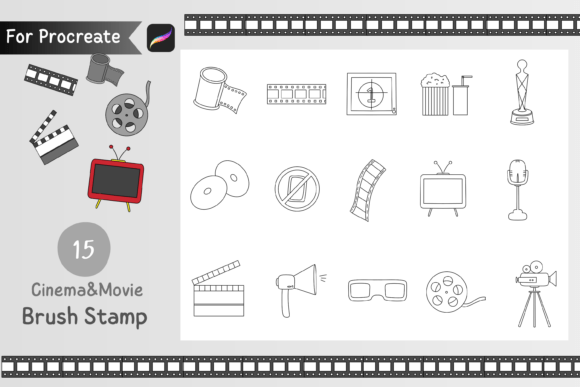 Download Procreate Brush Stamp Cinema&amp;Movie - Procreate brush stamp Collection