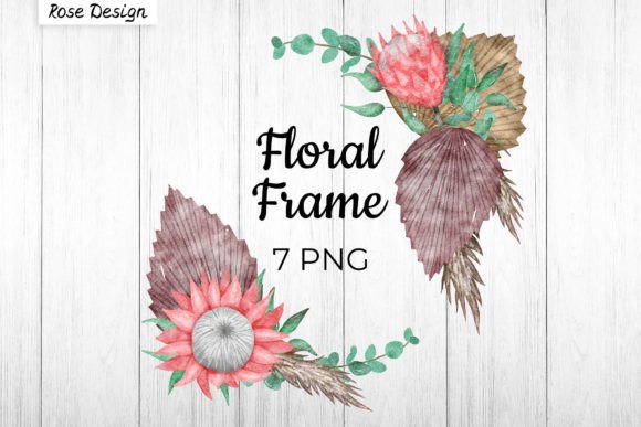 Download Watercolor Protea - Boho Floral Frame - Boho Collection