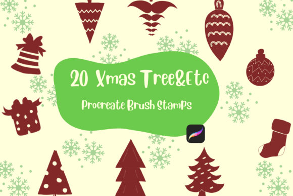 Download Procreate Brush Stamp Xmas Tree &amp; Etc - Procreate brush stamp Collection