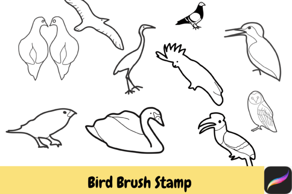 Download Bird Animal Hand Drawn Brush Stamps IPAD - Hand drawn Collection
