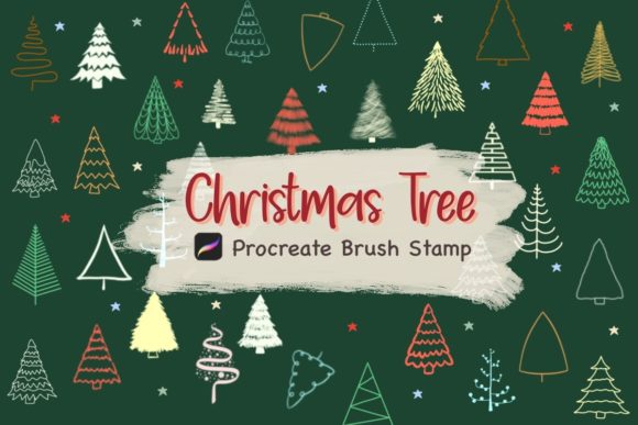 Download Procreate Brush Stamp, 55 Christmas Tree - Procreate brush stamp Collection