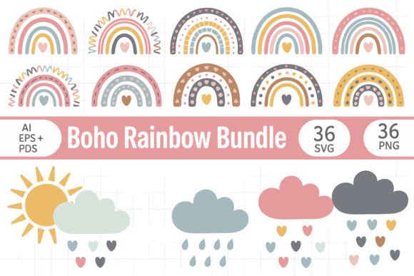 Download Pastel Boho Rainbow &amp; Weather Set - Boho Collection