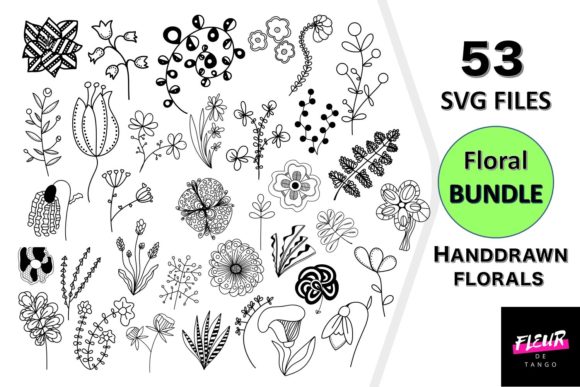 Download 53 Svg Floral Bundle Hand Drawn Plants - Hand drawn Collection