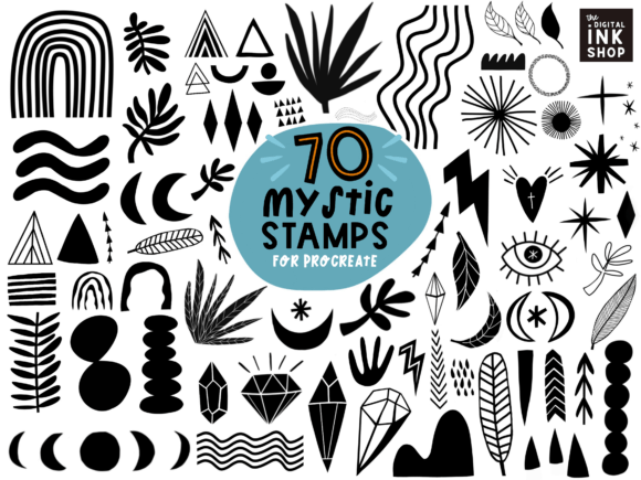 Download 70 Mystic Boho Themed Procreate Stamps - Boho Collection