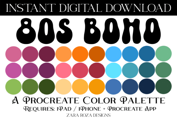 Download 80s Boho Procreate Color Palette - Boho Collection